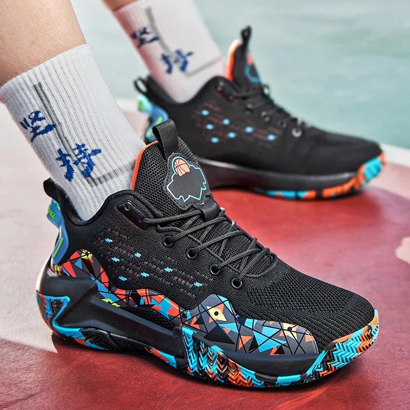 Men's Basketball Shoes Breathable Cushioning Non-Slip Wearable Runing Shoes Gym Training Athletic Basketball Sneakers for Women