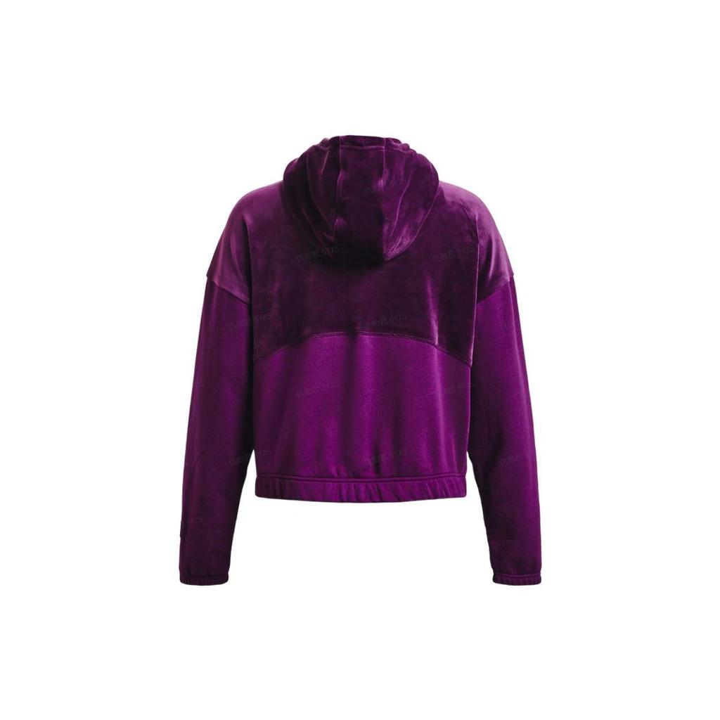 Under Armour FW22 Color Block Cropped Hoodie Long Sleeve Women Tops Purple 1373975-514