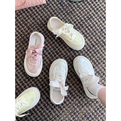 Весна и лето новые кожаные атласные туфли на шнуровке на высокой платформе для женщин