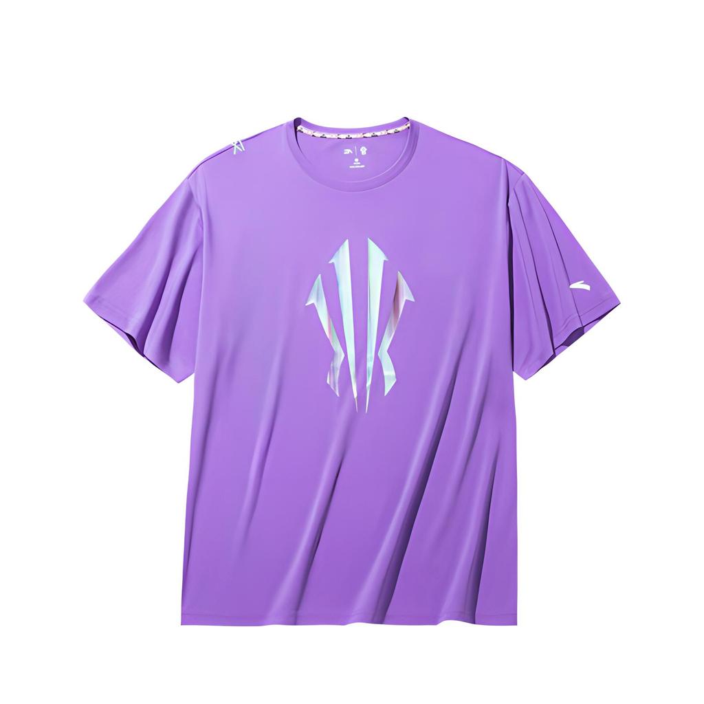 Anta Kyrie Irving Series Letter Round Neck Comfortable Versatile Breathable Short Sleeve T-Shirt Unisex Tops Jasmine-Purple 172431108-3