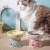 Товары для питомцев Керамическая миска для кошек Креативная милая миска для питомцев на высокой ножке Нескользящая Большая вместимость Контейнер для воды для питья и кормления питомцев