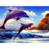 5D DIY Diamond Painting Cross Stitch Full Round Drill Dolphin Jump Diamond Embroidery