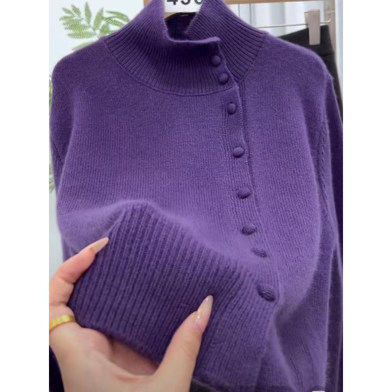 Autumn and Winter Turtleneck Knitted Cardigan Sweater Loose Jacket Warm Stylish