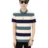 Летняя высококачественная мужская полосатая футболка с коротким рукавом, тонкий деловой лацкан из хлопка, мужская рубашка поло
