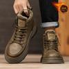 Martin Boots Men's Shoes Winter British Style Casual Leather Shoes Velvet Thermal Cotton Shoes Waterproof and Non-slip Locomotive Tooling Boots