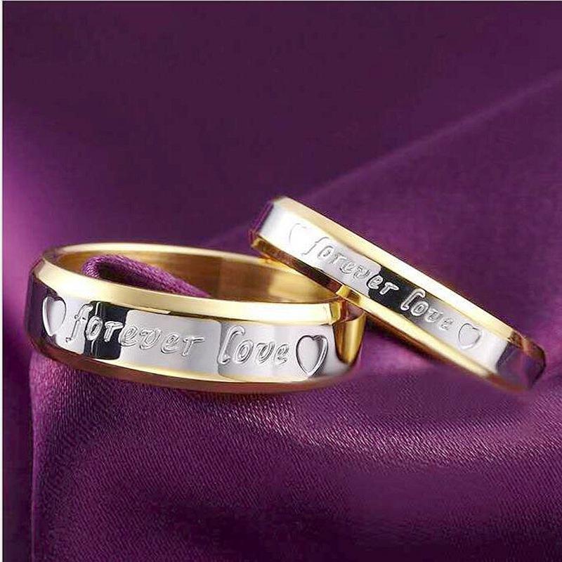 Simple Forever LOVE Titanium Steel Couple Ring Wedding Jewelry