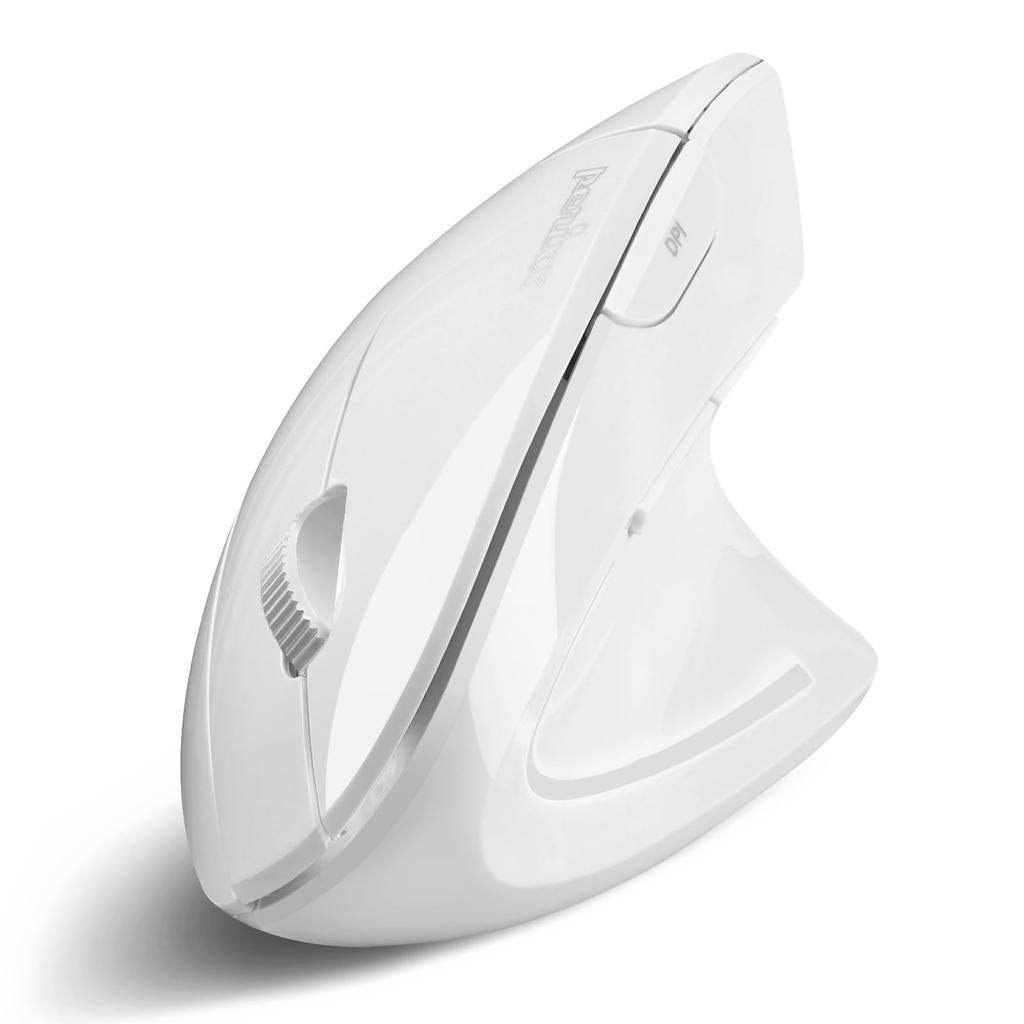 Perixx PERIMICE-813W Ergonomic Multi-Device Mouse, Connects 3 Devices Simultaneously, Bluetooth 2.4G Wireless, White (Multi-Device)