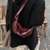 Autumn and winter new retro croissant fashion shoulder crossbody croissant soft leather bag high-end dumpling bag