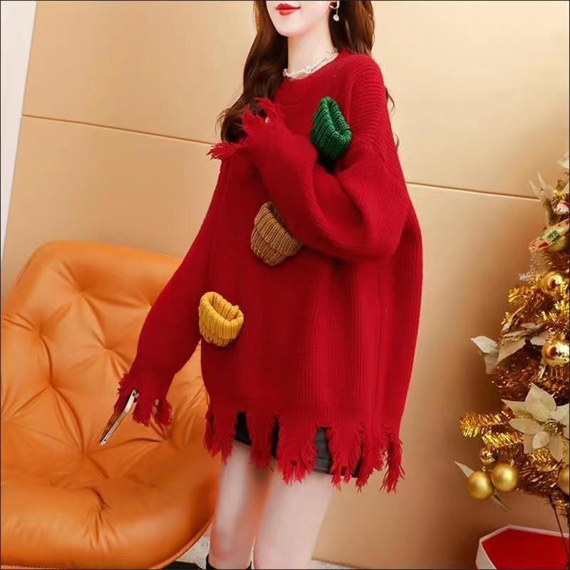 Pullover Sweater 2022 New Women Christmas Sweater Women Autumn and Winter Wear Loose Versatile Knitted Undercoat Sweater Top