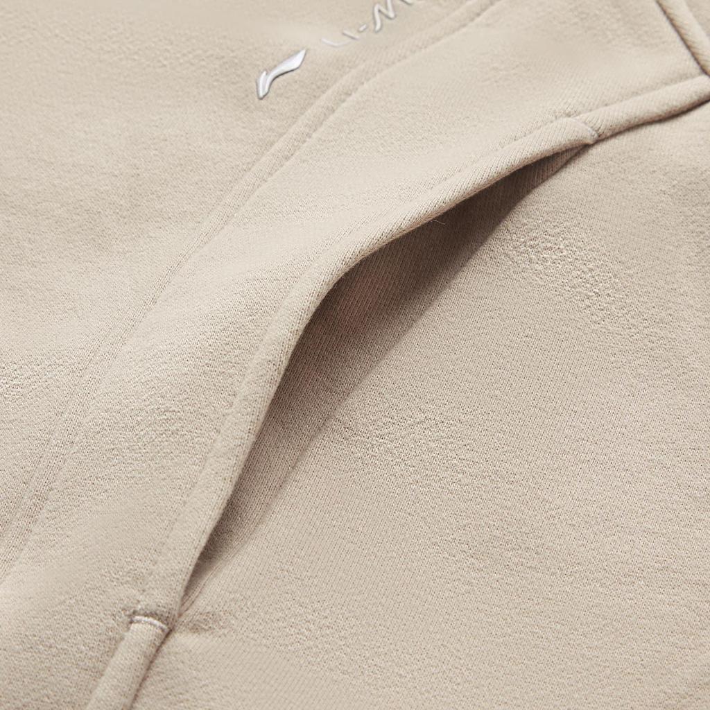 Теплый кардиган с капюшоном и флисовой подкладкой Li Ning Fitness Series, реглан, длинный рукав, женская толстовка, цвет пыльно-серый AWDU562-4