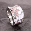 Huitan Aesthetic Enamel Flower Finger Ring for Women Wedding Party New Ring Color Luxury Cubic Zirconia Jewelry Gift