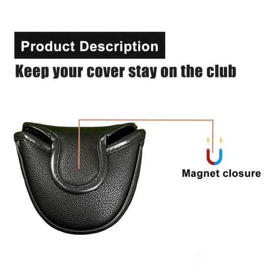 Чехол для гольф-паттера типа «молоток» с магнитной застежкой, из искусственной кожи, с рисунком черепа, для вудов, драйвера, фейрвея, гибрида