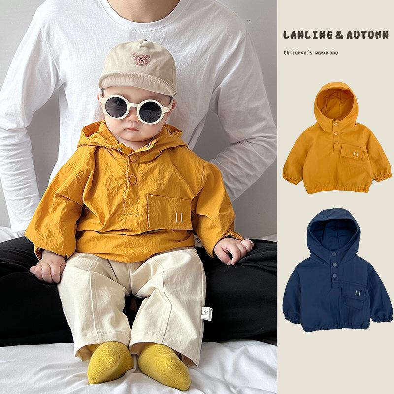 Baby Boy Early Autumn Clothes Infant Children Outdoor Hooded Jacket Spring Out Windproof Hooded Cardigan
