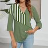 Women's V-neck Gradient Print Three-quarter Sleeve Fashion Top