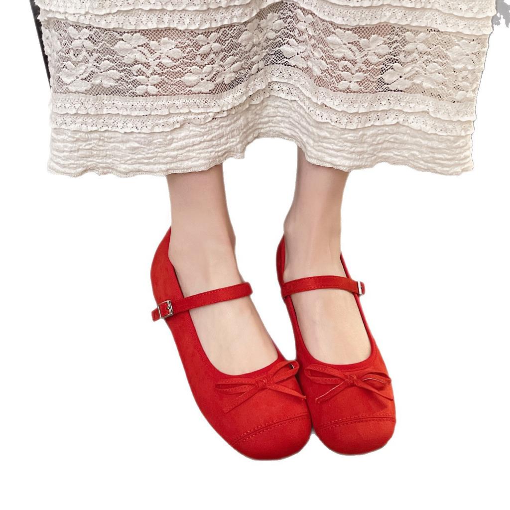 Туфли-балетки с бантом, женские туфли Мэри Джейн, модные туфли одинарного цвета, женские туфли для улицы, балетки