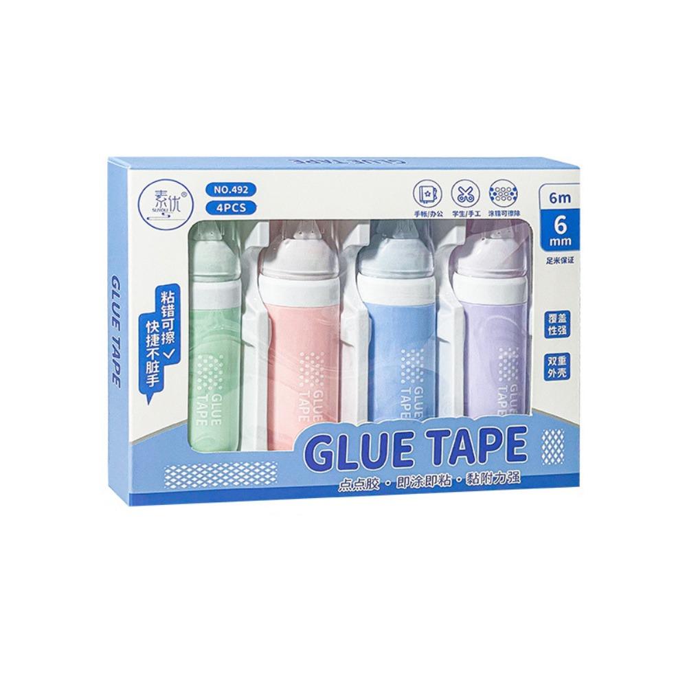 4pcs/set Erasable Double Sided Tape Roller Morandi Color Glue Runner Dot Glue Tape DIY Crafts