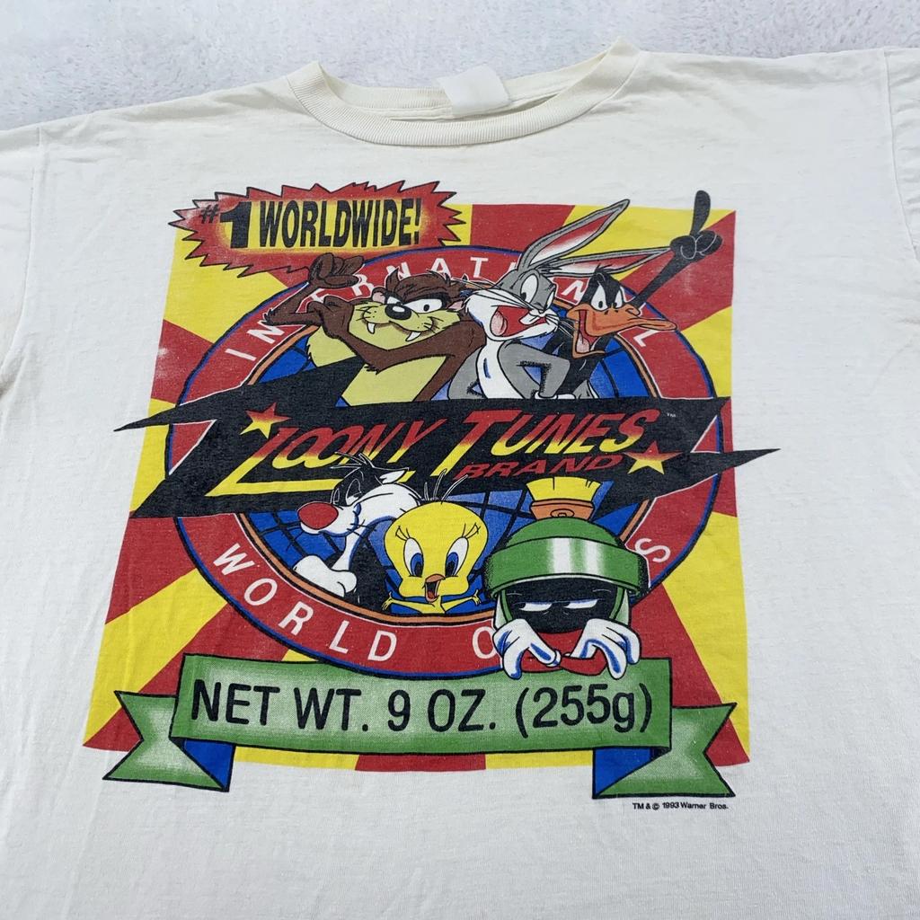 Vintage Looney Tunes T-Shirt Mens BOXY XL White Cartoon Graphic Bugs Bunny 90s