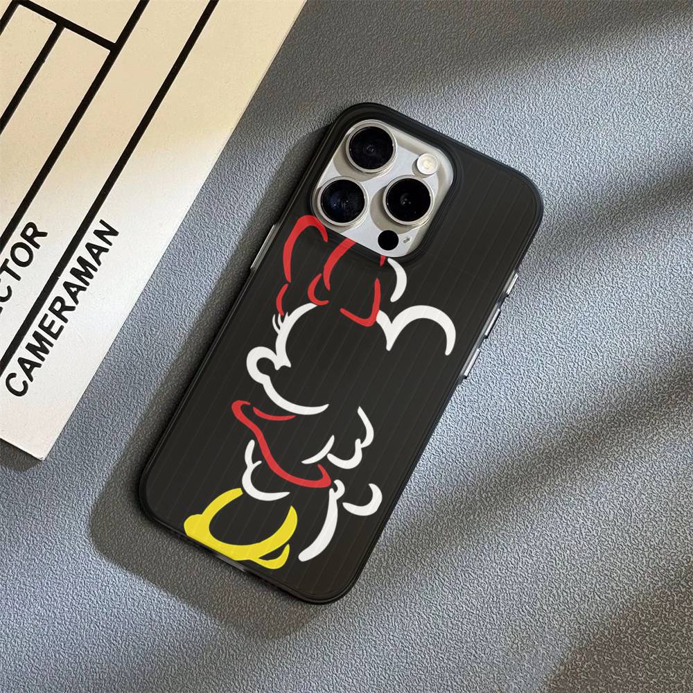 M-Минни M-Микки Для iPhone 16 15 14 13 12 11 17 Pro Max Plus Волна Гофрированный Чехол для Телефона Противоударная Крышка