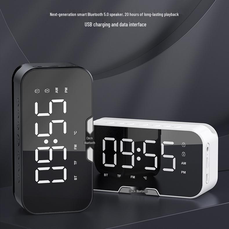 S7 Мини Bluetooth-динамик с зеркальными часами, будильником, FM-радио, слотом для карты, длительным временем работы от батареи, высокой громкостью и функцией голосового вызова