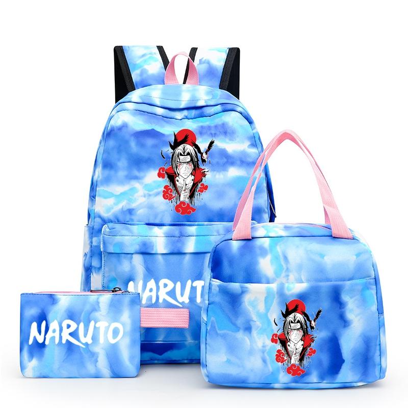 3Pcs/set Anime Naruto Backpack Back To Schoobag with Lunch Bag for Teen Gir Boy Student Bookbag Men Women Leisure Travel Bag
