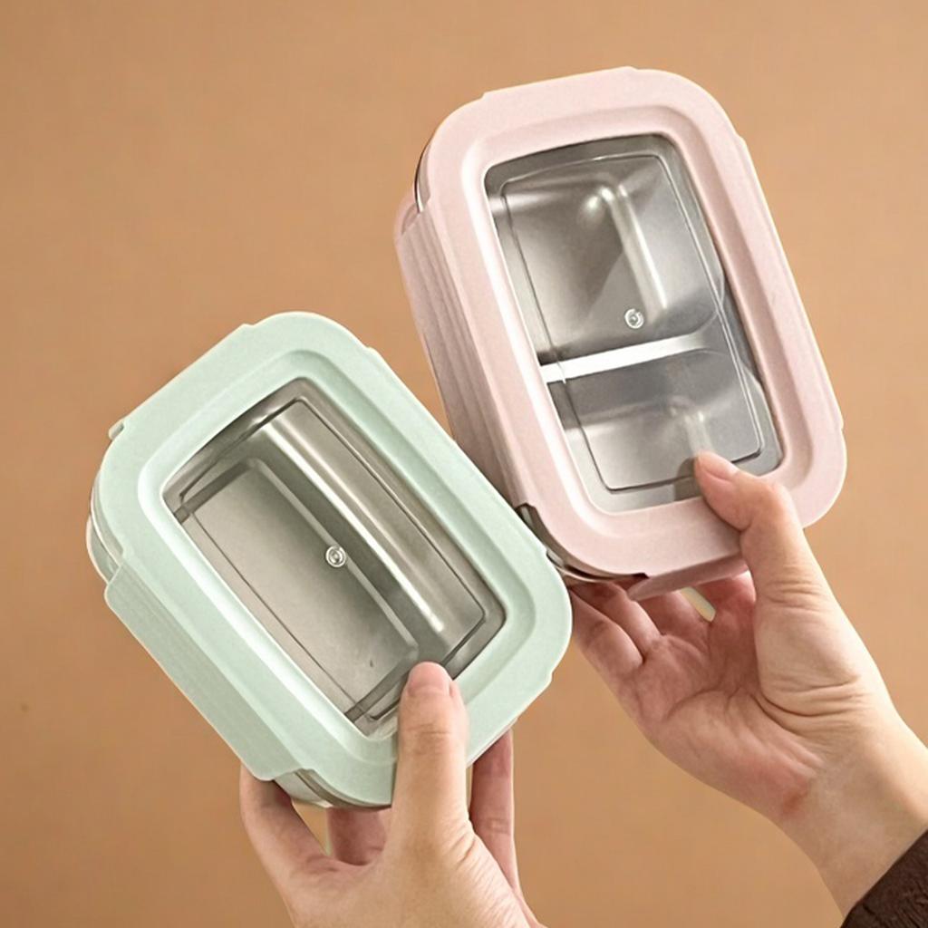 WORTHBUY 304 Stainless Steel Divided Bento Lunch Box With Detachable Lid Student Portable Large Capacity Sealed Lunch Container