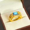 Blue Topaz Oval Cut With 925 Sterling Silver Gold Plated Ring For Men's #A871 JL375669018792