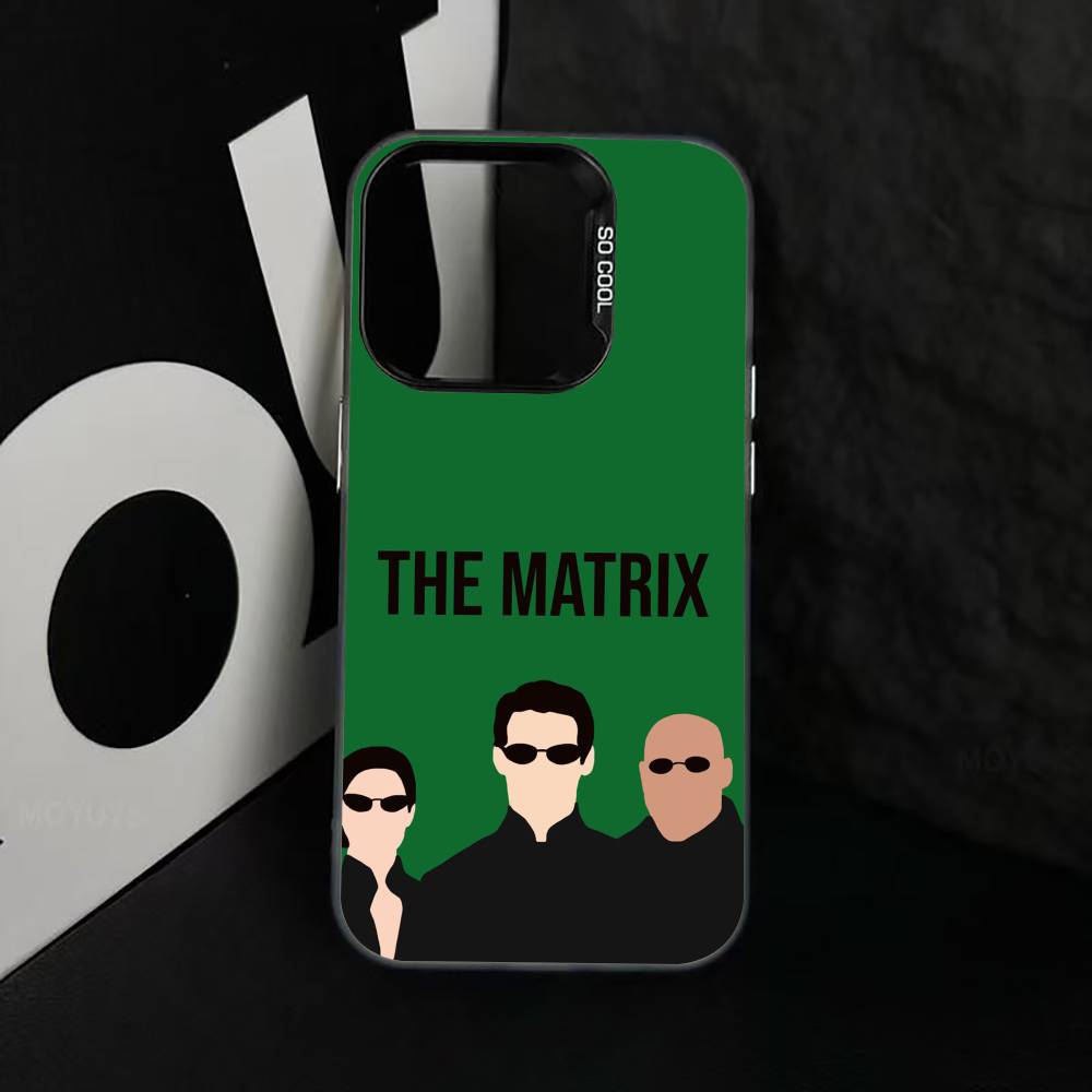 Чехол-матрица T-M для iPhone 17, 16, 15, 14, 13, 12, 11 Plus, Pro Max, XS, Цветной Серебристый Черный Чехол
