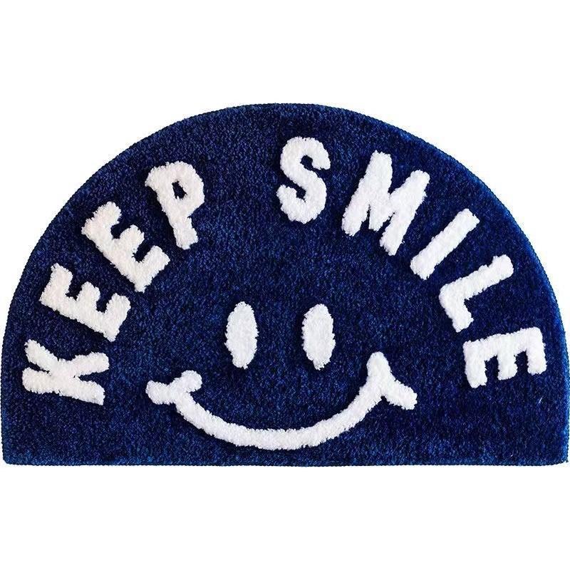 Cartoon Smiley Face Imitation Cashmere Floor Mat, Home Entrance Hall Mat, Bathroom Entrance Mat, Absorbent and Non Slip Foot Mat