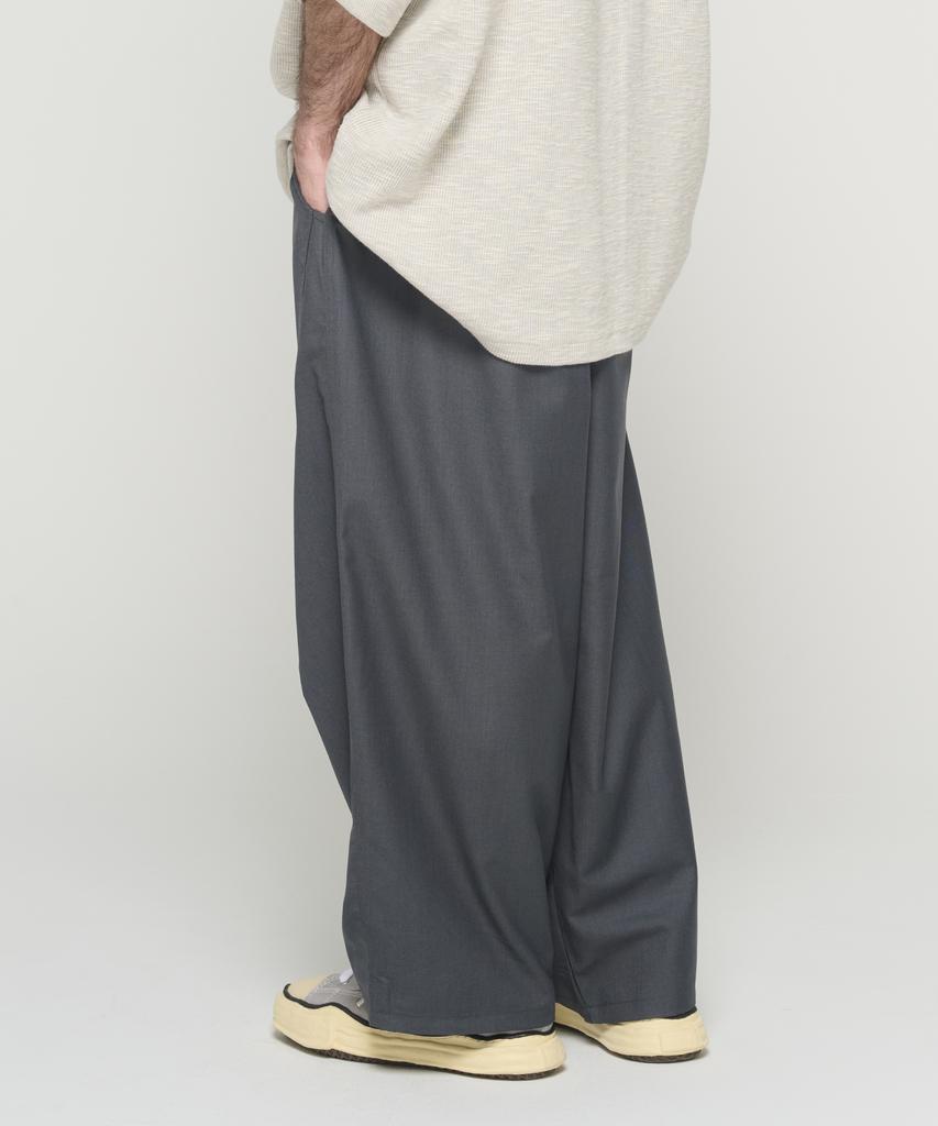 CARGOBROS Curved Wide Banding Slacks (Charcoal)