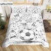 Football Duvet Cover Set Hand Drawn Sketch Soccer Flag Network Team Sports Bedding Set for Boys Teens Men Twin Comforter Cover