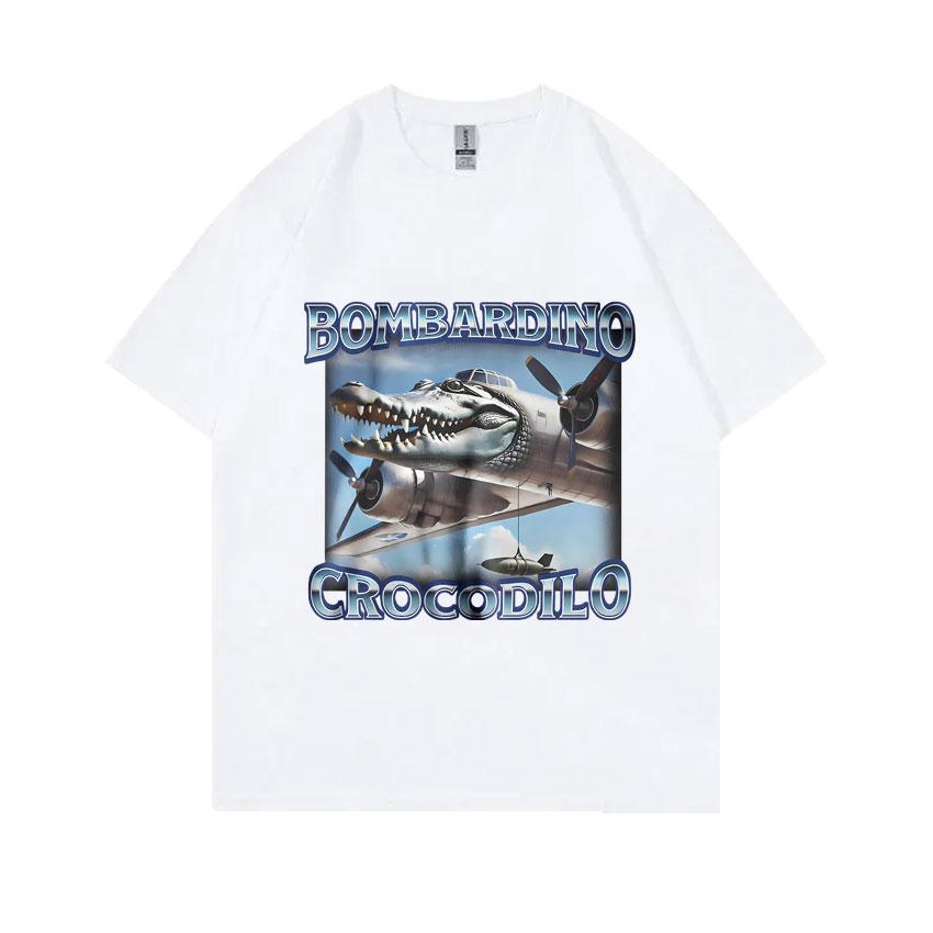 Bombardiro Crocodilo Funny Crocodile Plane Bomber Meme T-shirts Men Women Gothic Vintage T Shirts Casual Humor Oversized T Shirt