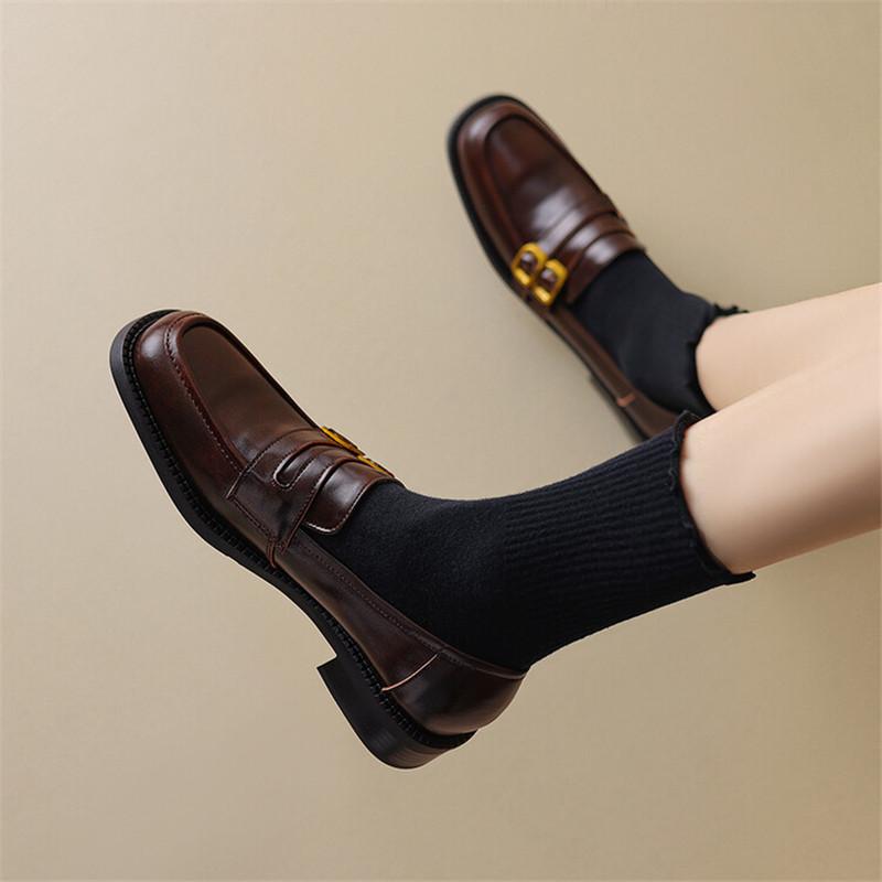 Мода 2024 Новые весенние женские туфли из спилковой кожи с круглым носком, женские туфли-лодочки, женская обувь на низком каблуке, лоферы, женская обувь, Zapatos De Mujer