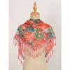 1pc Fashionable Colorful Rose Floral Print Lace Tassel Shawl Scarf, Suitable For Everyday Wear