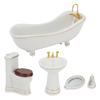 5 Pieces 1:12 Dollhouse Bathroom Set Cute Beautiful Porcelain Dollhouse Miniature Furniture Toys