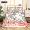 Cartoon Unicorn Duvet Cover Mermaid Scale Bedding Set Geometric Pattern Comforter Cover Twin Full For Kids Girls Teen Room Decor
