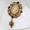 Women Brooch Retro Victorian Human Profile Rhinestone Decor Anti-slip Hollow Out Suit Coat Collar Hat Scarf