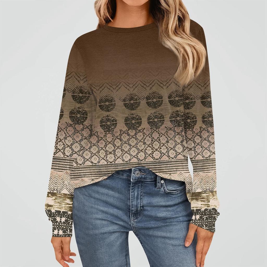 Women's Fashion Long Sleeve Shirts Loose Fitted Crewneck Basic Tops Casual Outfits