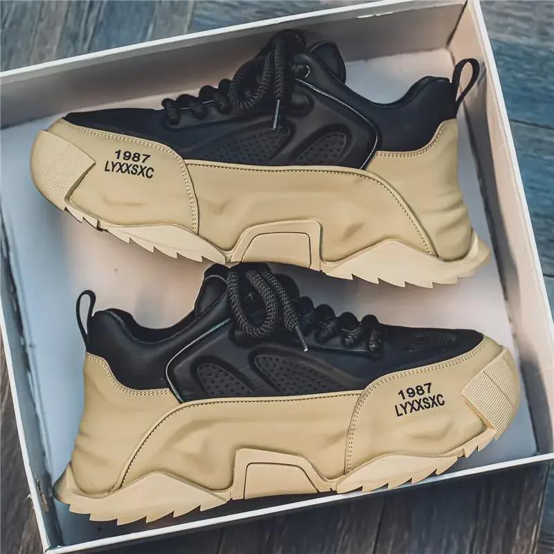 Men's Thick Sole Running Shoes - Breathable, Height-Boosting, Large Size for Autumn/Winter