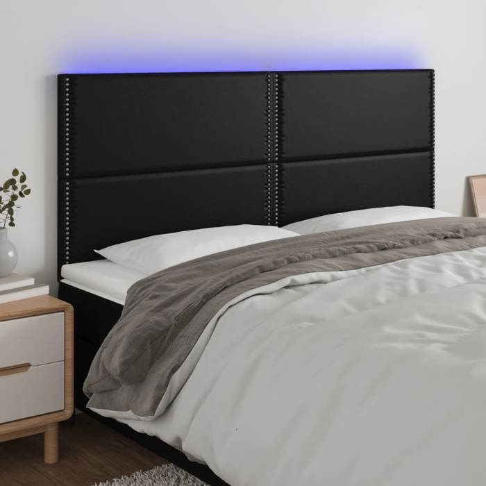 Maison Exclusive - Tête de lit à LED Noir 200x5x118/128 cm Similicuir