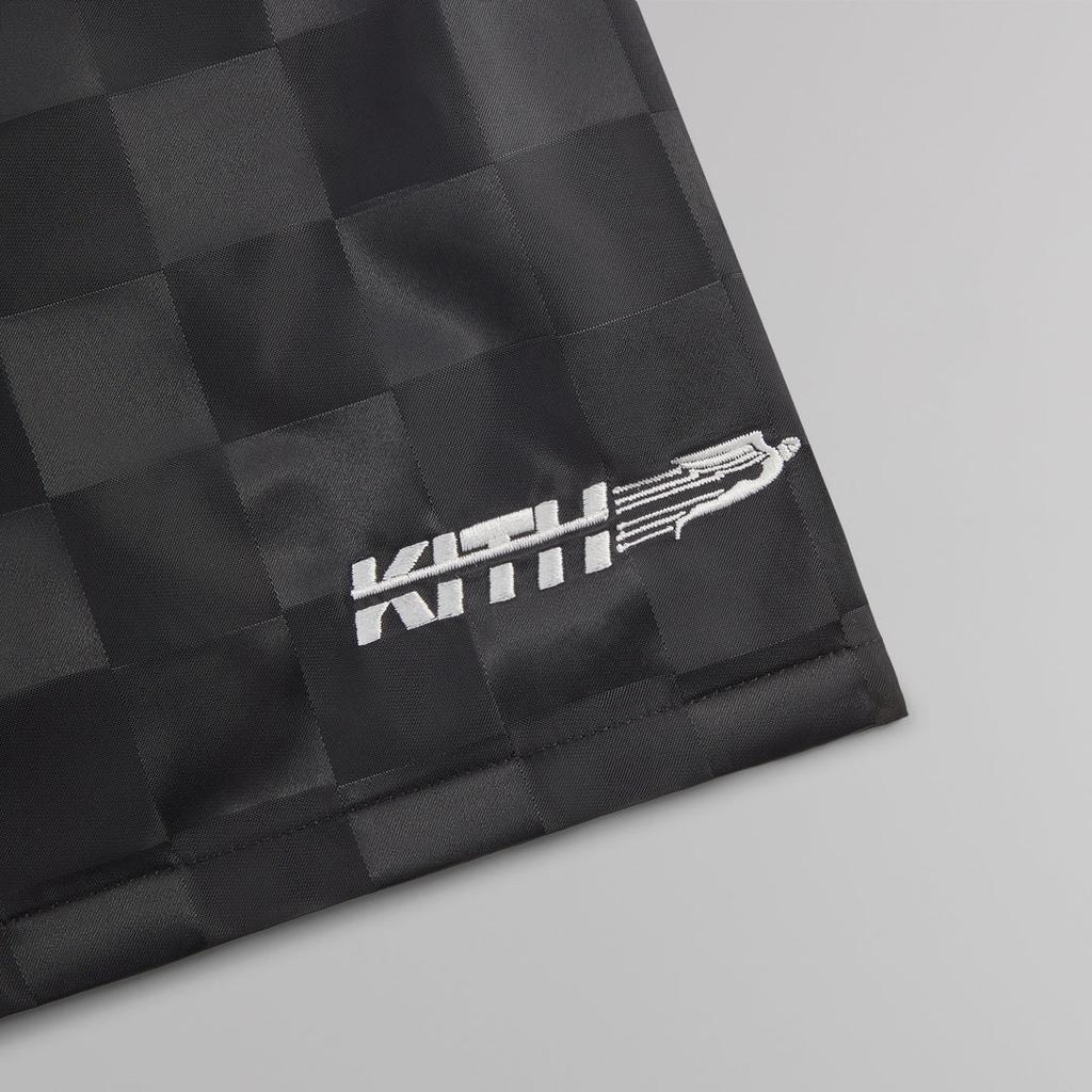 Kith FW24 Клетчатые атласные шорты Collins средней посадки, удобные повседневные мужские шорты, черные KHM060696-001