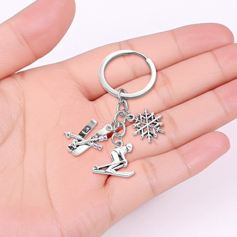 Metal Pendant Snowflake Pendant Key Ring Ice Skates Pendant Skier Decoration Gifts