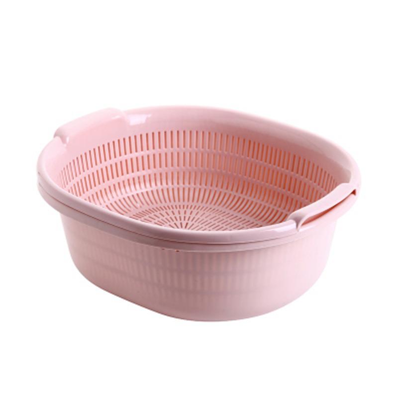 Multifunctional Double-Layer Drain Basket for Washing Fruits, Vegetables, and Rice