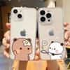 Забавная пара медведей парный прозрачный чехол для телефона для iPhone 17 15 13 12 11 14 16 Pro Max Mini SE 7 Plus прозрачный чехол для влюбленных