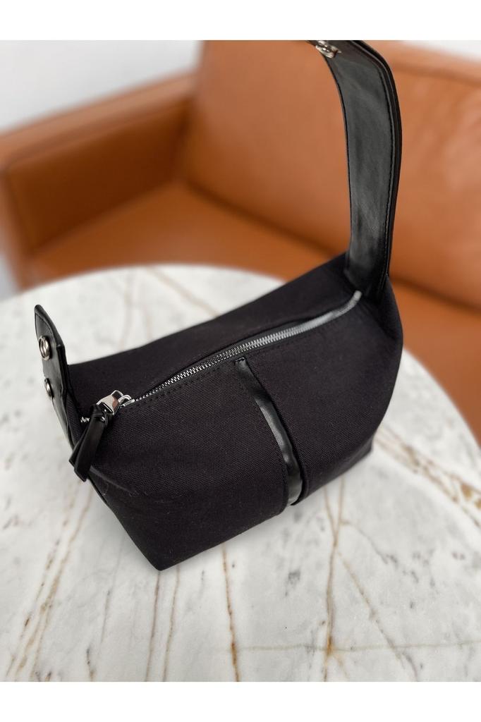 Women's Stylish and Useful Shoulder Bag Women's Black Archi Canvas Bag
