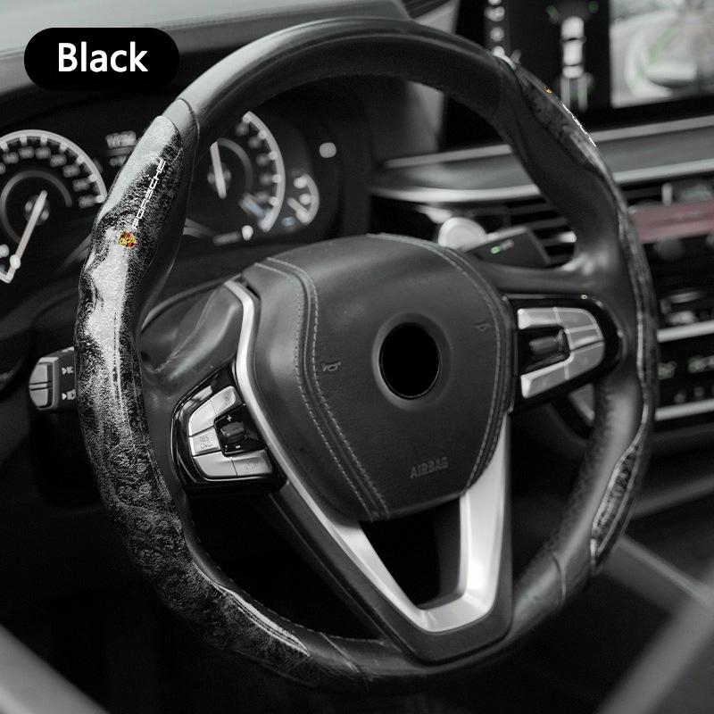 Car Steering Wheel Cover Anti Slip Microfiber Leather Protection Cover For Porsche Macan 911 718 Taycan Panamera Cayenne Boxster PS4