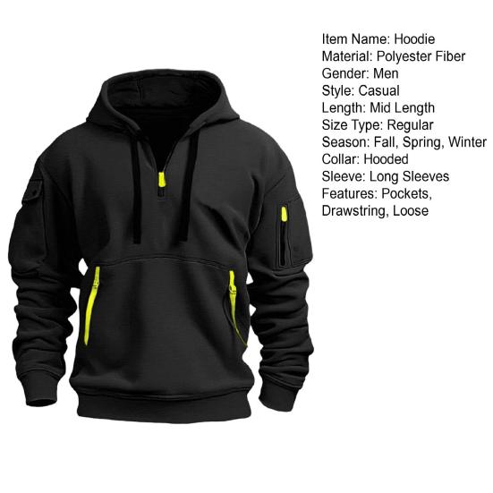 Осенняя мужская толстовка с капюшоном, завязками на завязках, карманами на молнии, эластичными манжетами и подолом, пуловер для спорта, фитнеса, путешествий, школы, топ
