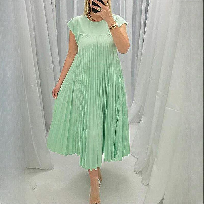 BITCED Весна Лето Женская мода О-образный вырез без рукавов плиссированные платья Длинные платья