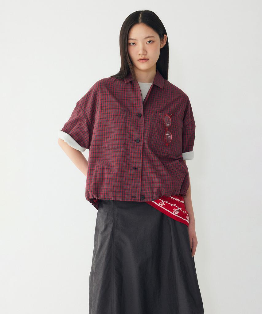 STUDIO TOMBOY Check Semi-Crop Blouse_Red 91F6221783