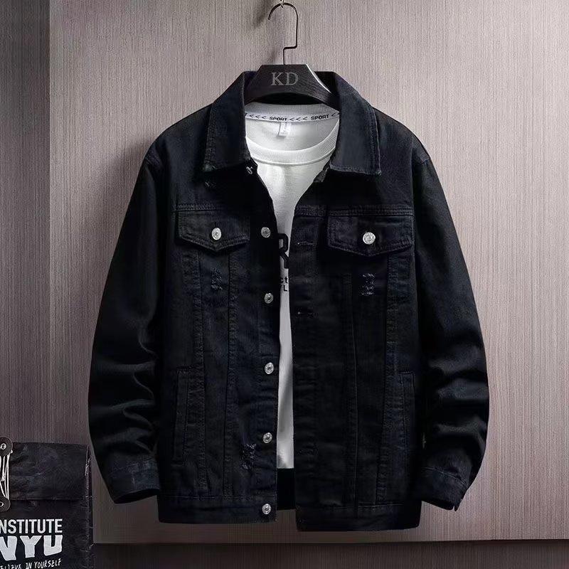 Men's Versatile Denim Jacket for Spring and Autumn, Loose Fit Plus Size Cargo Jacket Denim Casual Streetwear Denim Jacket Men's Daily Wear Outerwear