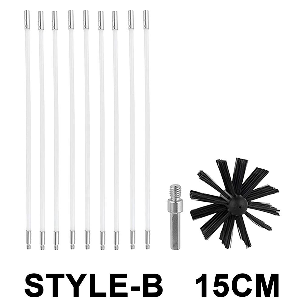Chimney Brush Set with Long Handle Rods Flue Sweeping Brush 100/150mm Brush Head Air Duct Cleaning Tool for Chimney Dryer Pipe